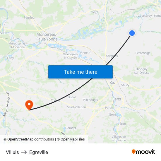 Villuis to Egreville map