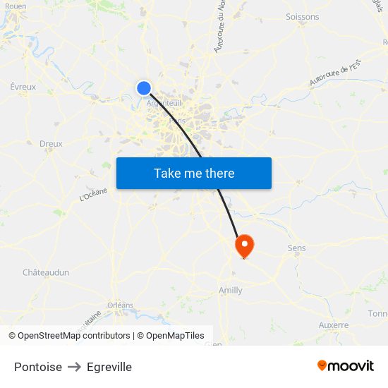 Pontoise to Egreville map