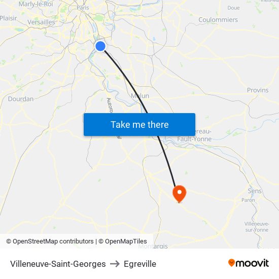 Villeneuve-Saint-Georges to Egreville map