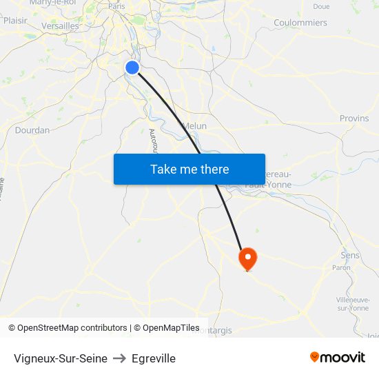 Vigneux-Sur-Seine to Egreville map