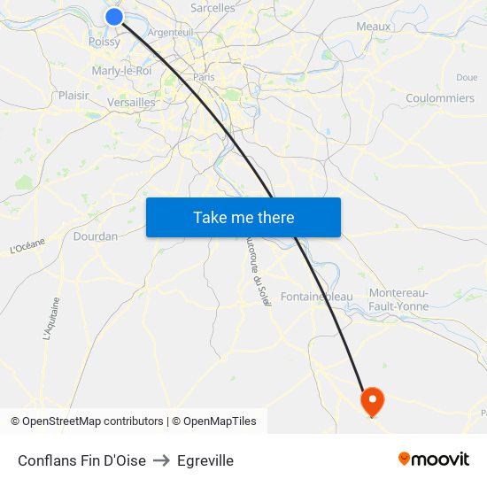 Conflans Fin D'Oise to Egreville map