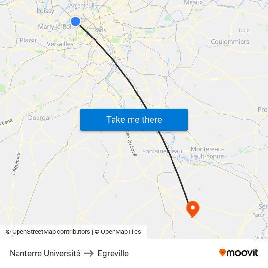 Nanterre Université to Egreville map
