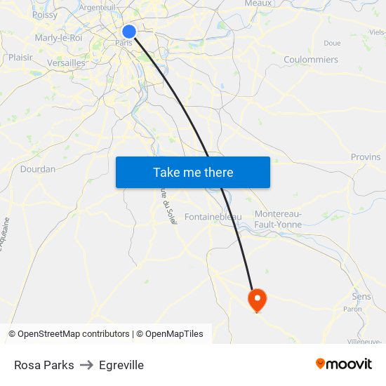 Rosa Parks to Egreville map