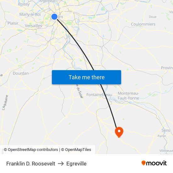 Franklin D. Roosevelt to Egreville map