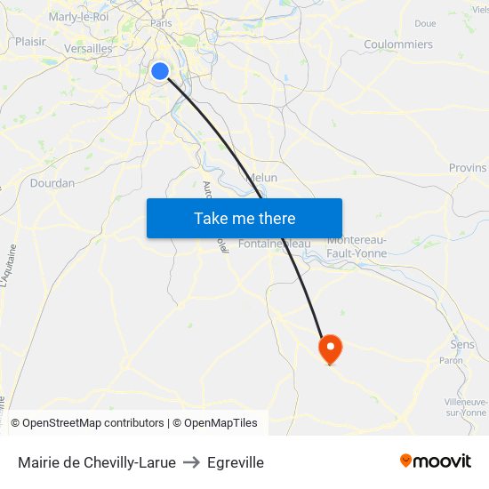 Mairie de Chevilly-Larue to Egreville map