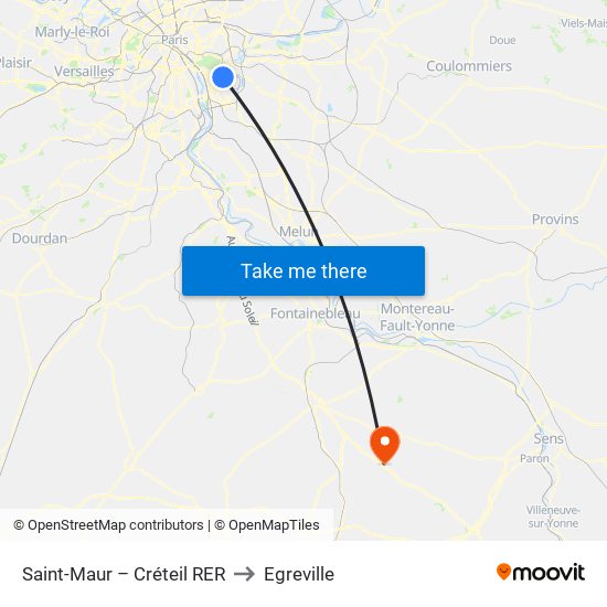 Saint-Maur – Créteil RER to Egreville map