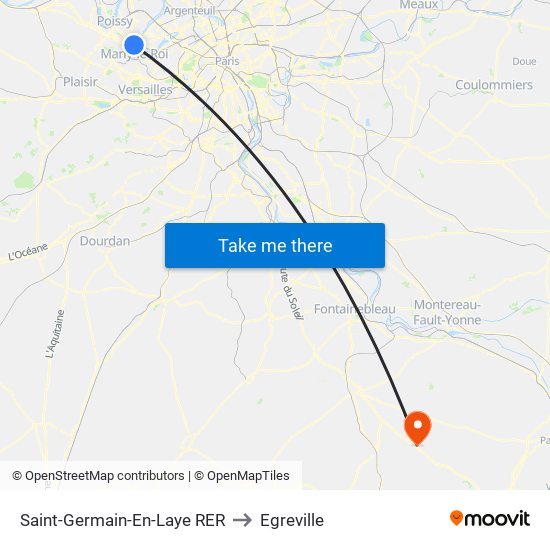 Saint-Germain-En-Laye RER to Egreville map