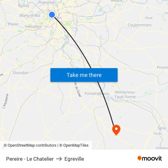 Pereire - Le Chatelier to Egreville map