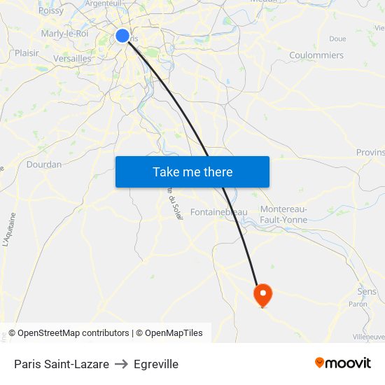 Paris Saint-Lazare to Egreville map