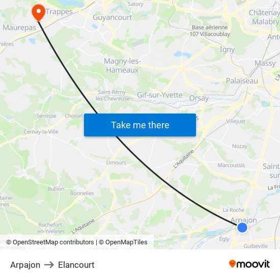 Arpajon to Elancourt map