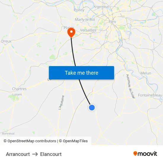 Arrancourt to Elancourt map