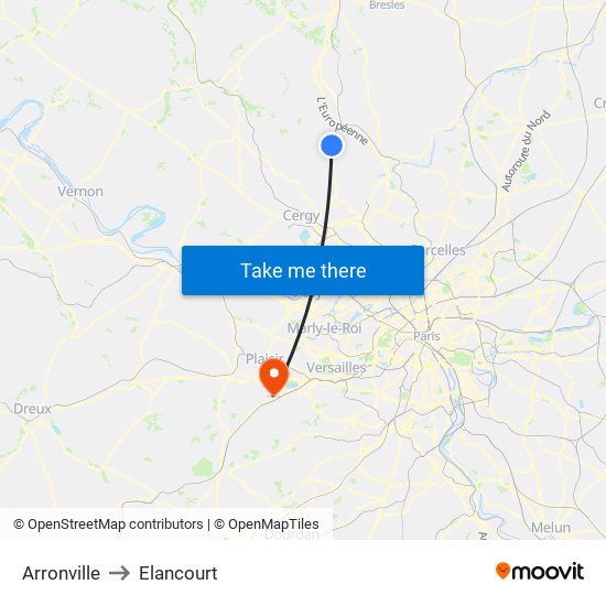 Arronville to Elancourt map