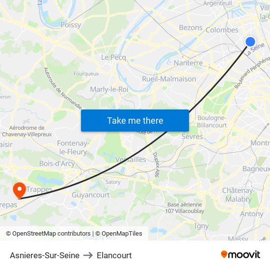 Asnieres-Sur-Seine to Elancourt map