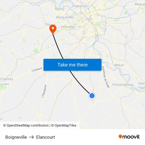 Boigneville to Elancourt map