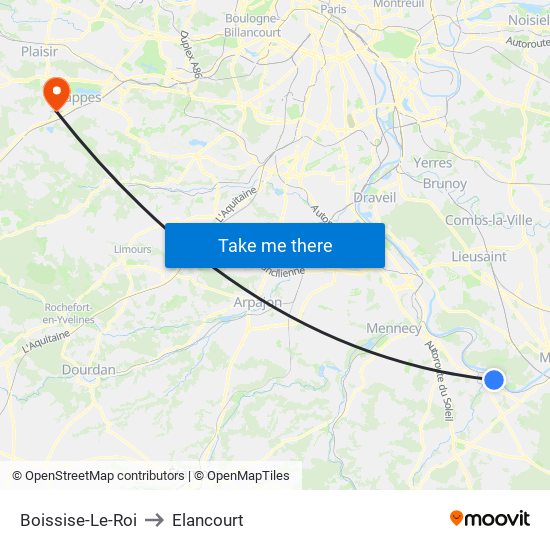 Boissise-Le-Roi to Elancourt map