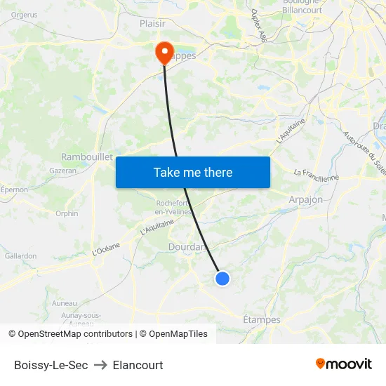 Boissy-Le-Sec to Elancourt map