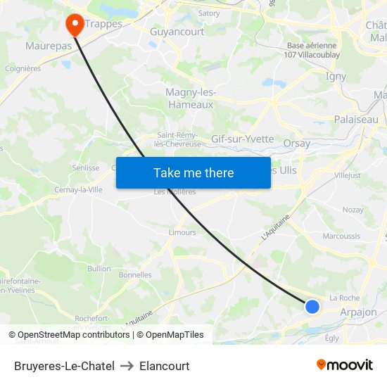 Bruyeres-Le-Chatel to Elancourt map