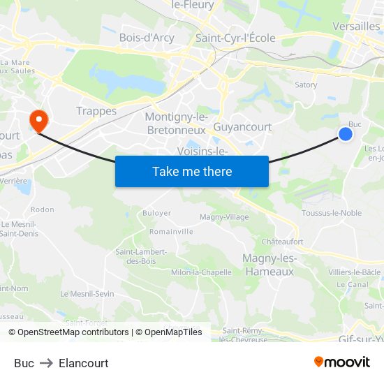 Buc to Elancourt map