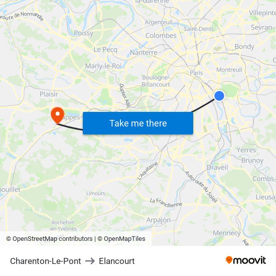 Charenton-Le-Pont to Elancourt map