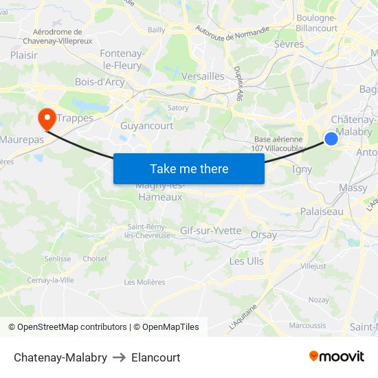 Chatenay-Malabry to Elancourt map