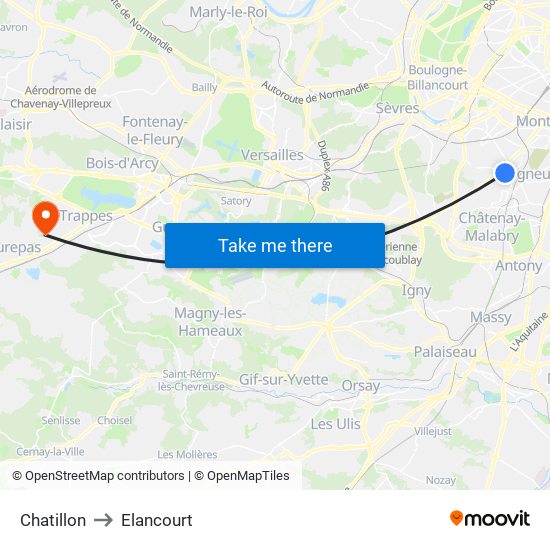 Chatillon to Elancourt map