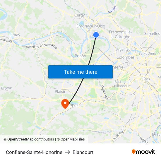 Conflans-Sainte-Honorine to Elancourt map