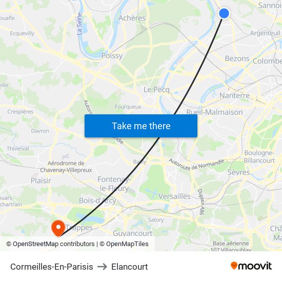 Cormeilles-En-Parisis to Elancourt map