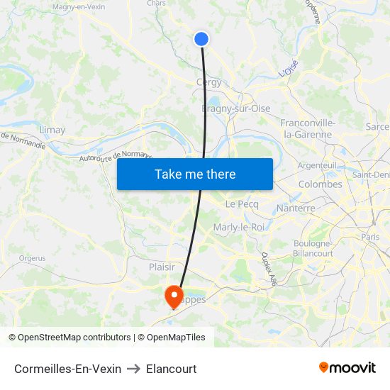 Cormeilles-En-Vexin to Elancourt map