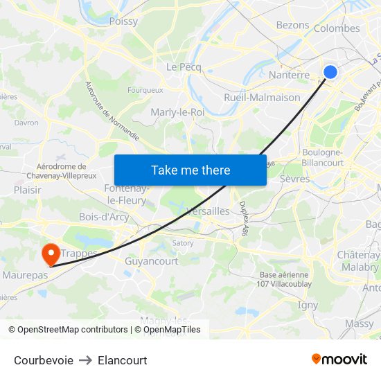 Courbevoie to Elancourt map