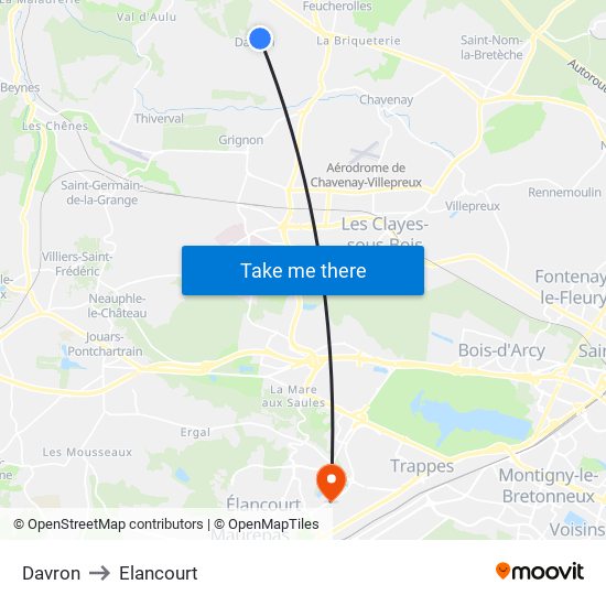 Davron to Elancourt map