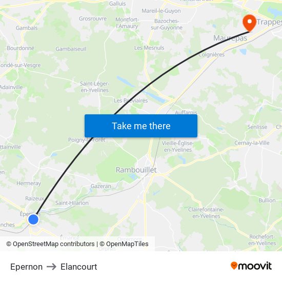 Epernon to Elancourt map