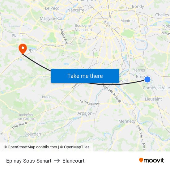 Epinay-Sous-Senart to Elancourt map