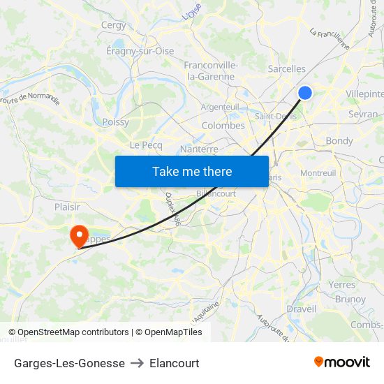 Garges-Les-Gonesse to Elancourt map