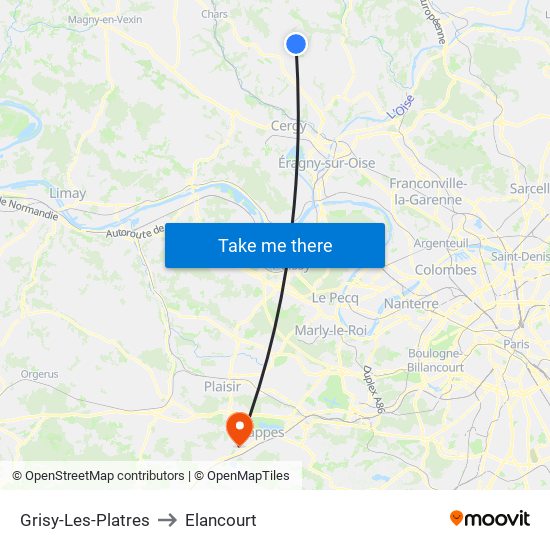 Grisy-Les-Platres to Elancourt map