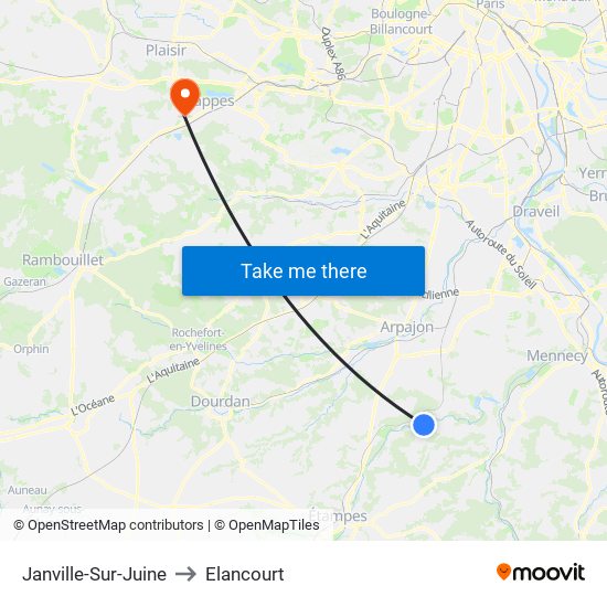 Janville-Sur-Juine to Elancourt map