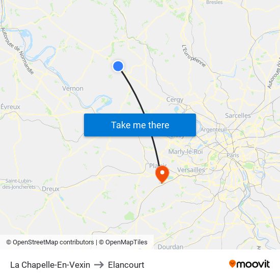 La Chapelle-En-Vexin to Elancourt map