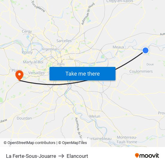 La Ferte-Sous-Jouarre to Elancourt map