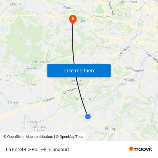 La Foret-Le-Roi to Elancourt map