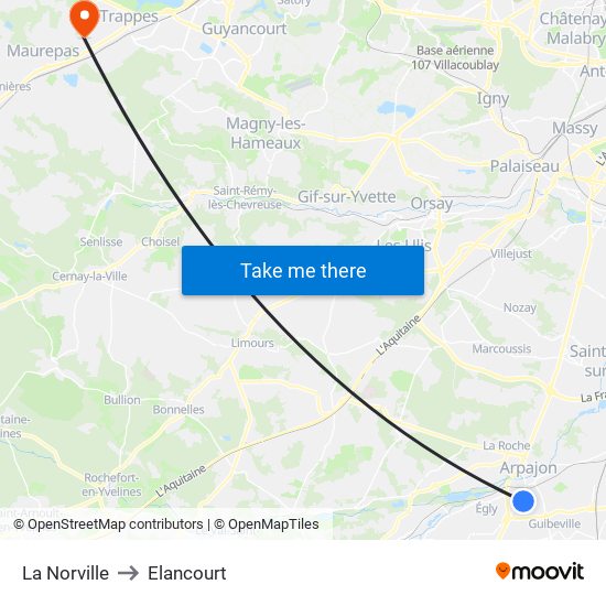 La Norville to Elancourt map