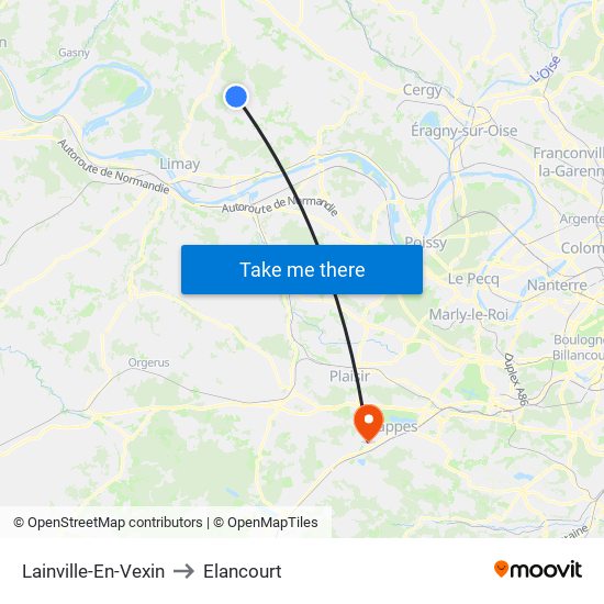 Lainville-En-Vexin to Elancourt map