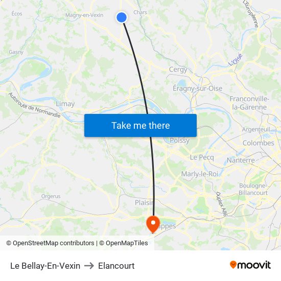 Le Bellay-En-Vexin to Elancourt map