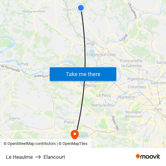Le Heaulme to Elancourt map