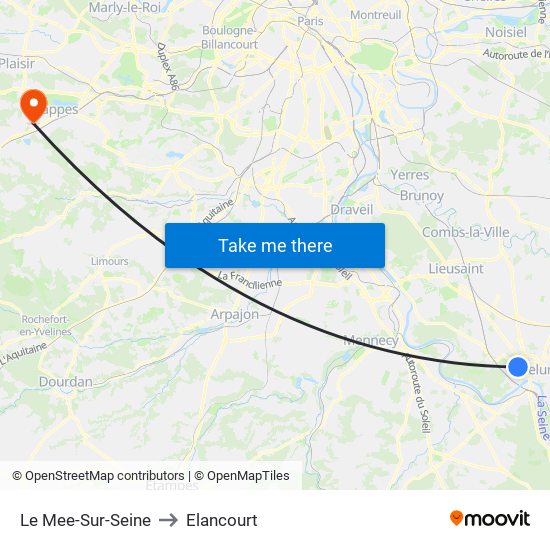 Le Mee-Sur-Seine to Elancourt map