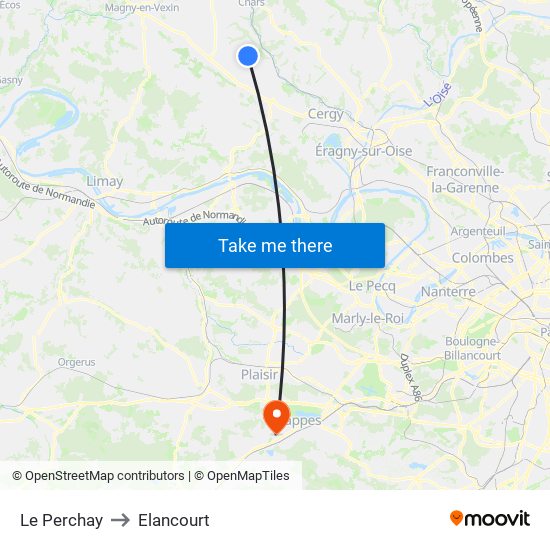 Le Perchay to Elancourt map