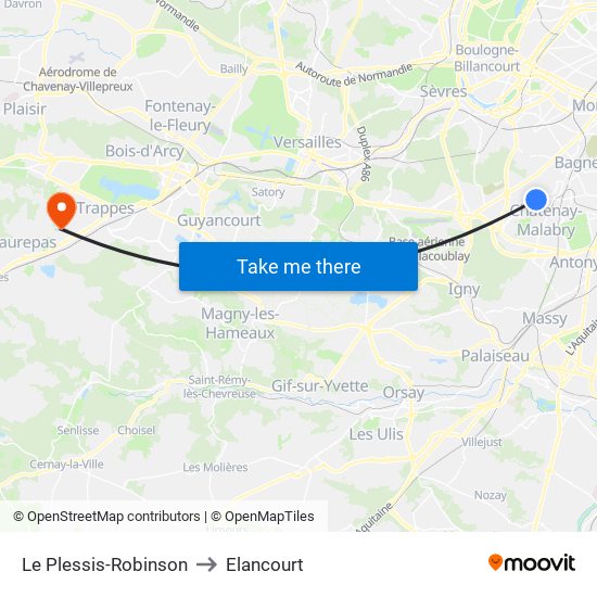 Le Plessis-Robinson to Elancourt map