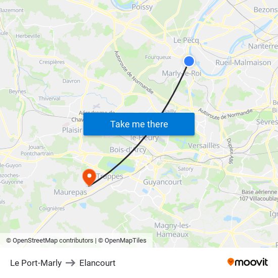 Le Port-Marly to Elancourt map