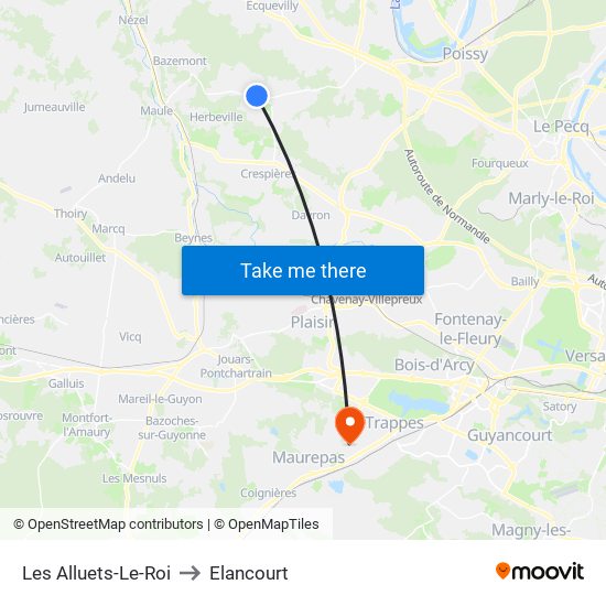 Les Alluets-Le-Roi to Elancourt map