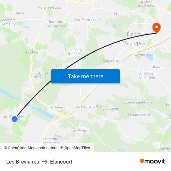 Les Breviaires to Elancourt map