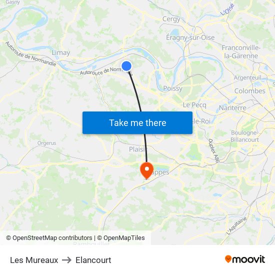 Les Mureaux to Elancourt map