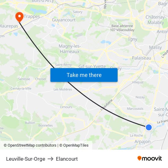Leuville-Sur-Orge to Elancourt map